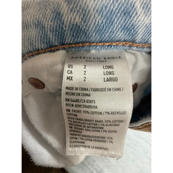 "AMERICAN EAGLE" Strigid High Rise Baggy Straight Light SZ 2 LONG SMALL SPOT - Picture 5 of 12